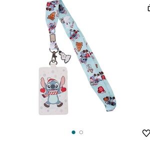 Loungefly Disney Stitch Holiday Snow Angel Lanyard with CARDHOLDER NWT